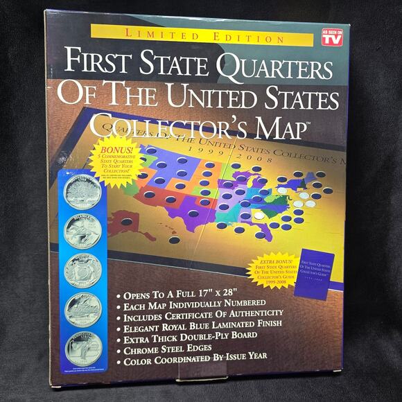 First State Quarters Collectors Map Guide & COA x2 - Picture 2 of 10